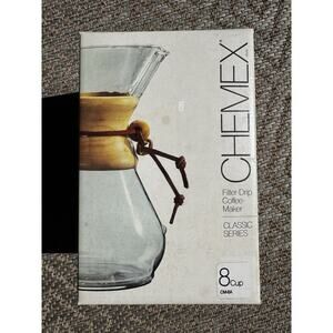 Chemex Pour Over 8 Cup Glass Coffeemaker - MCM 1985, New In Box